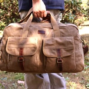 Iblue Heavy Duty Canvas Duffle Bag for Travel or Weekender 